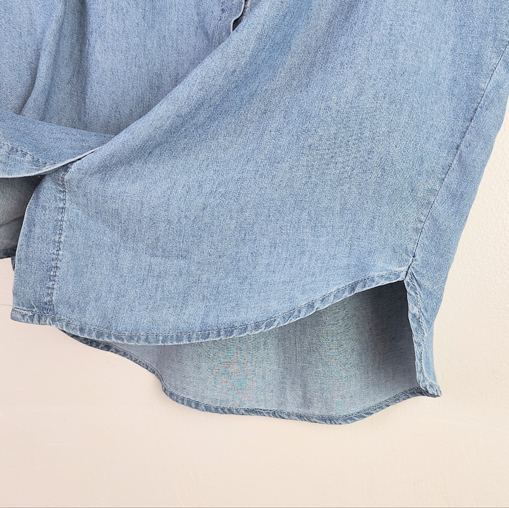 NEW! J. McLaughlin Erika Chambray Relaxed Button Down Shirt Size XS Tencel Linen - Picture 6 of 10